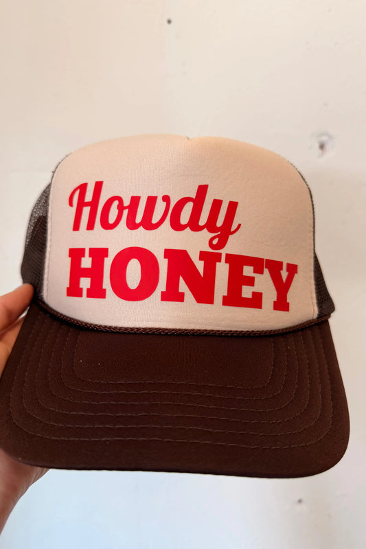 Custom Trucker - HOWDY HONEY - Red & Brown