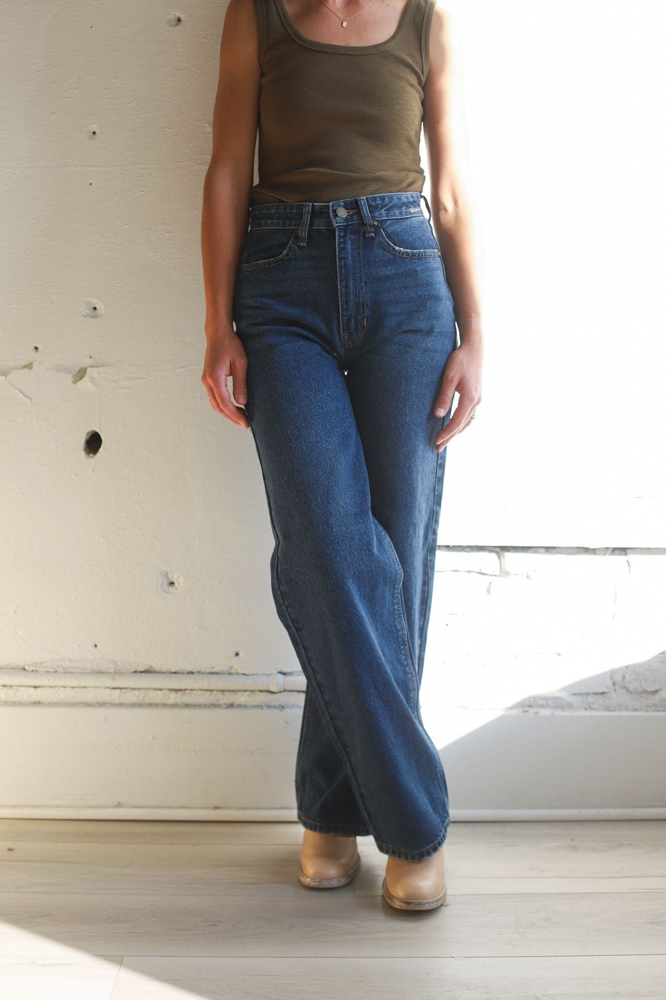 Dark Wash- High Waisted Skater Jean