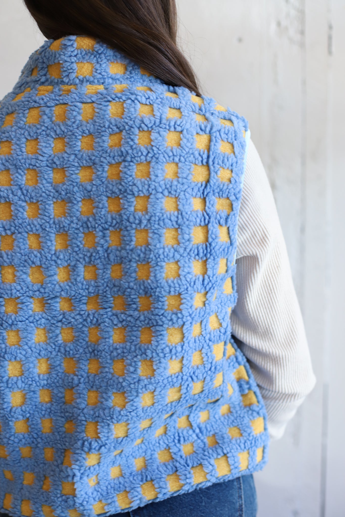 Juno Checkered Vest - Sky