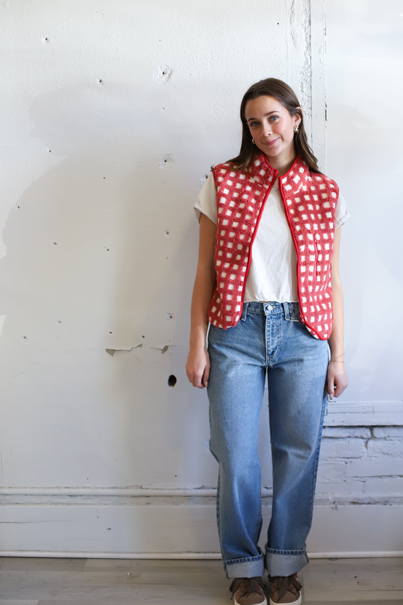 Juno Checkered Vest - Apple