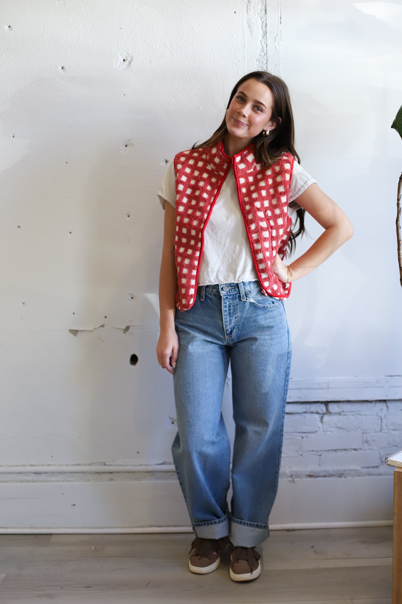 Juno Checkered Vest - Apple