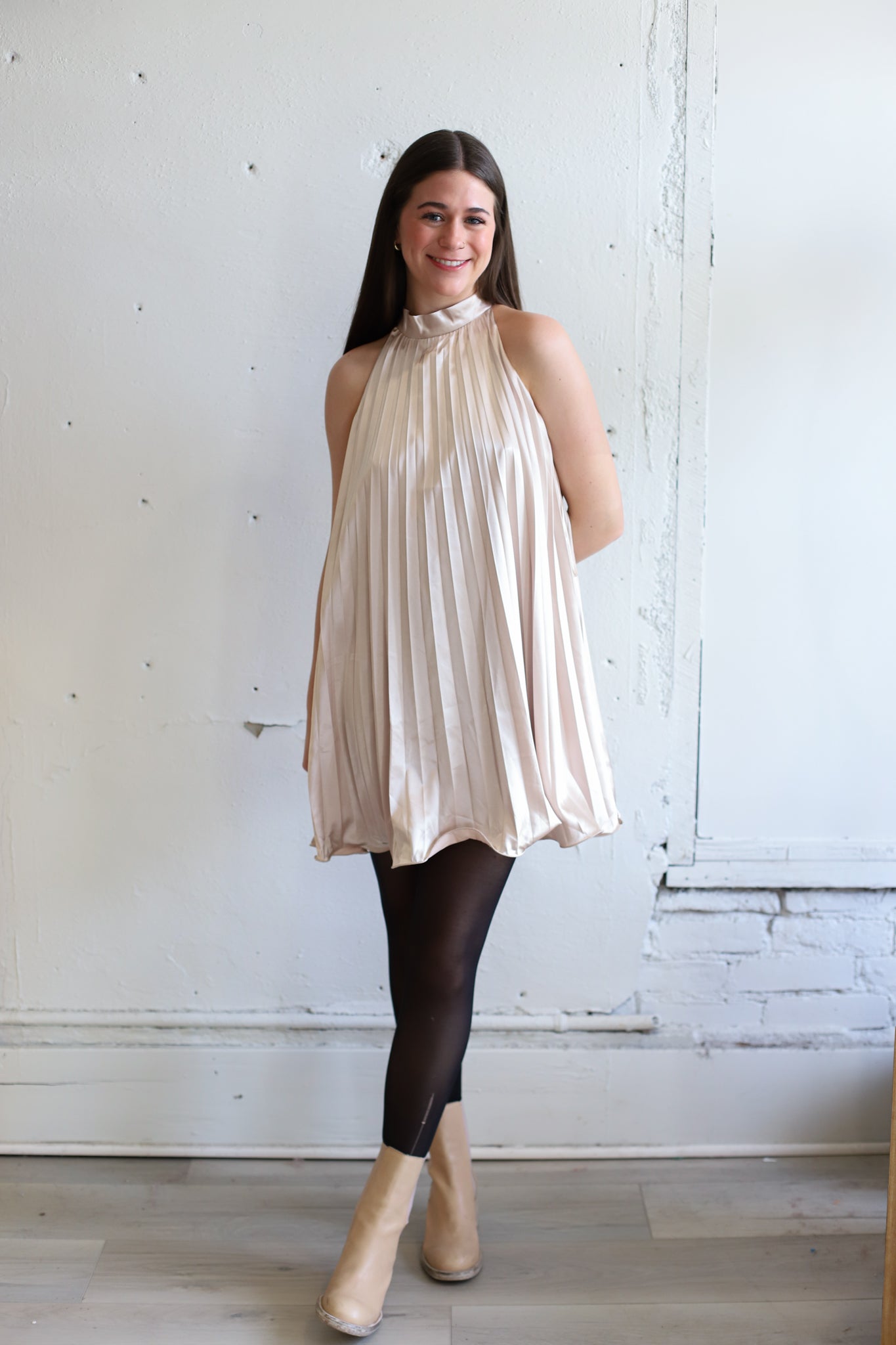 Tie A Bow Mini Swing Dress