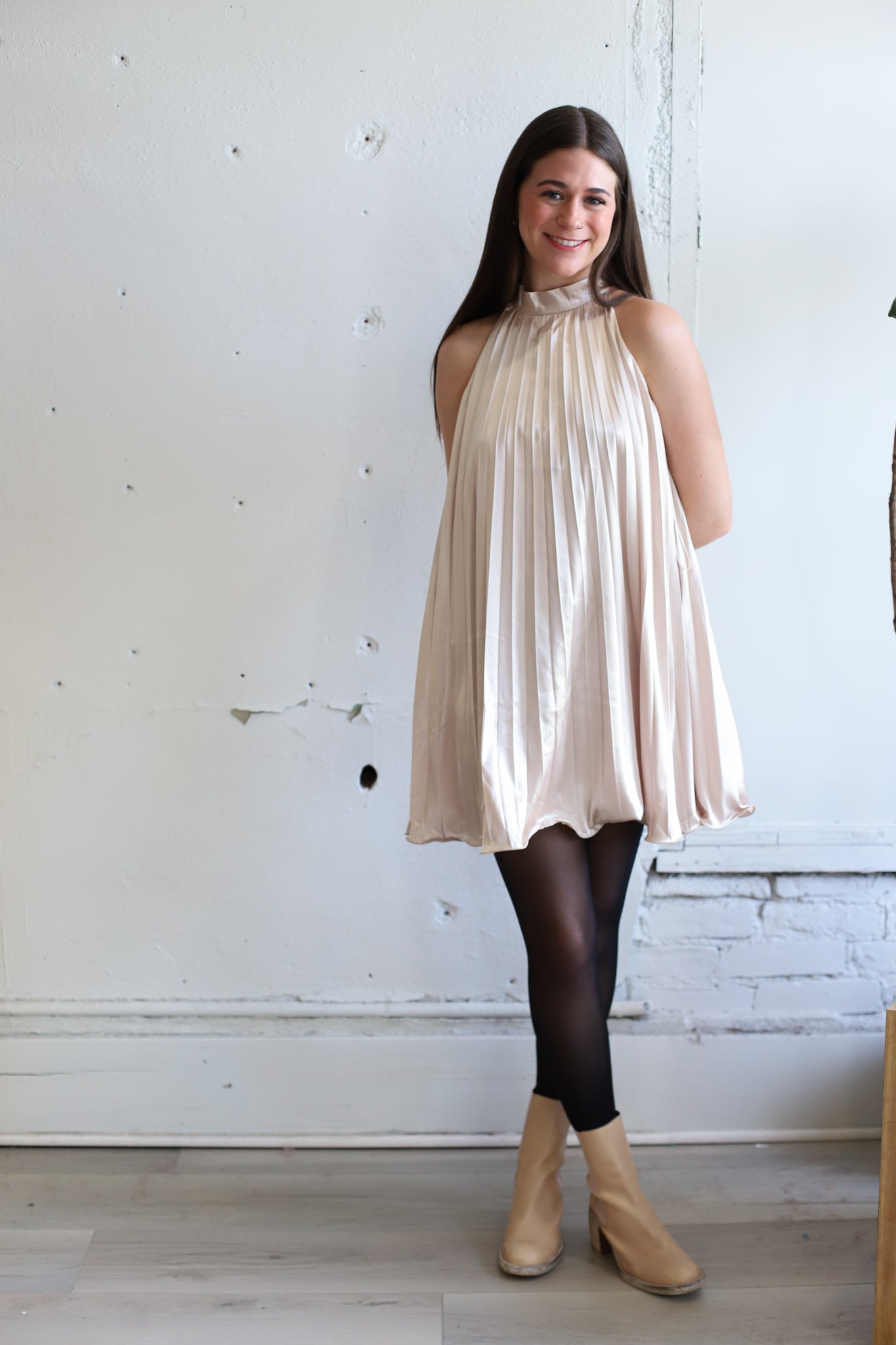 Tie A Bow Mini Swing Dress