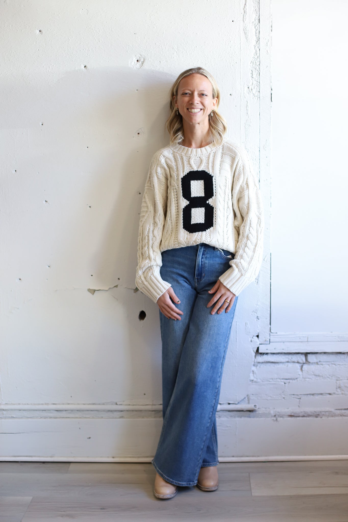 Varsity Cable Knit Sweater