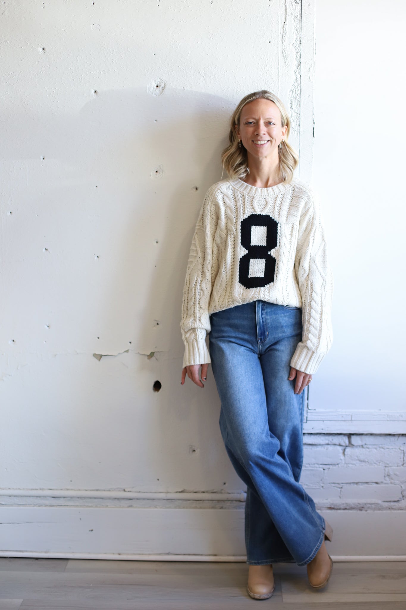 Varsity Cable Knit Sweater