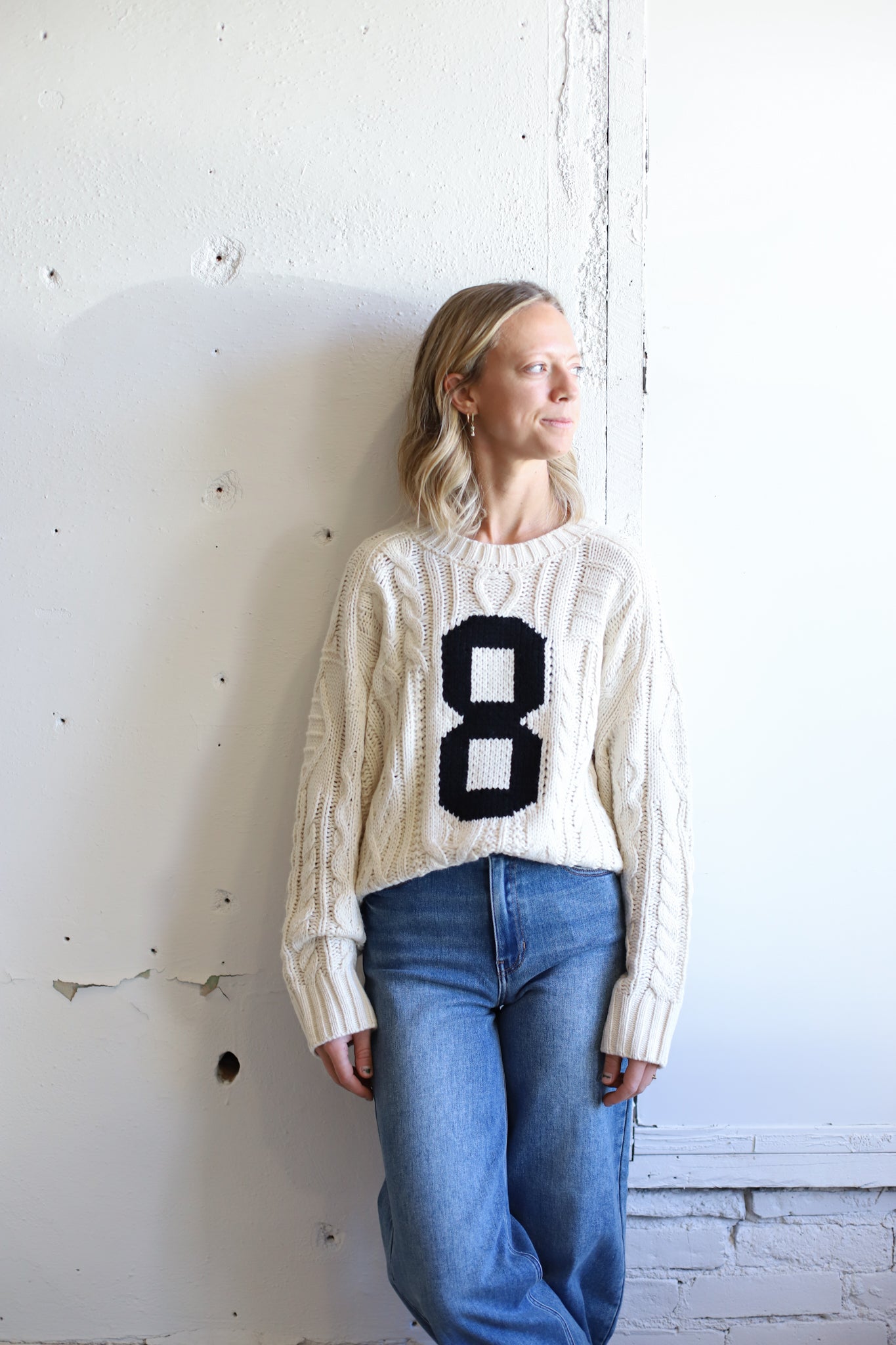 Varsity Cable Knit Sweater