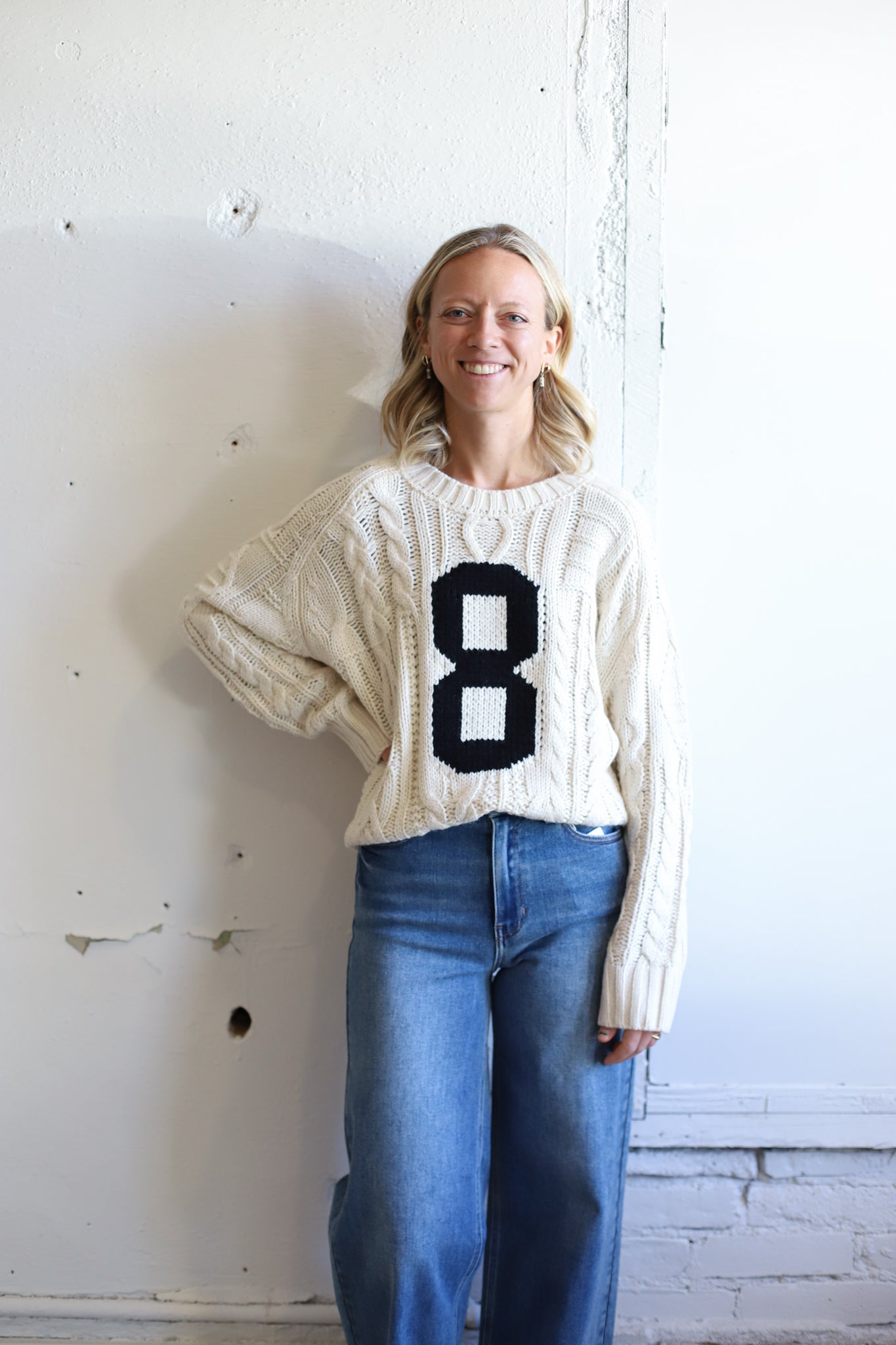 Varsity Cable Knit Sweater