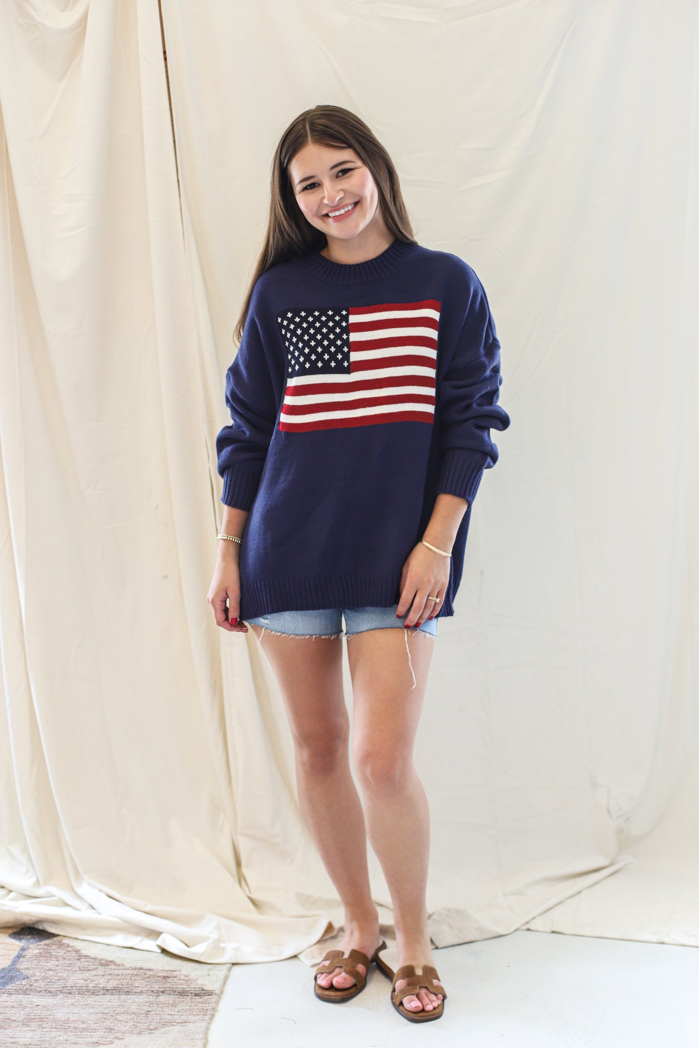 USA Flag Sweater- navy