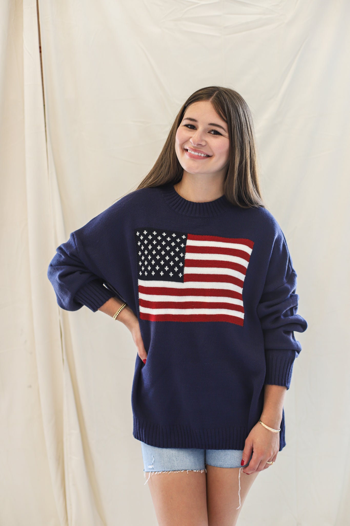 USA Flag Sweater- navy