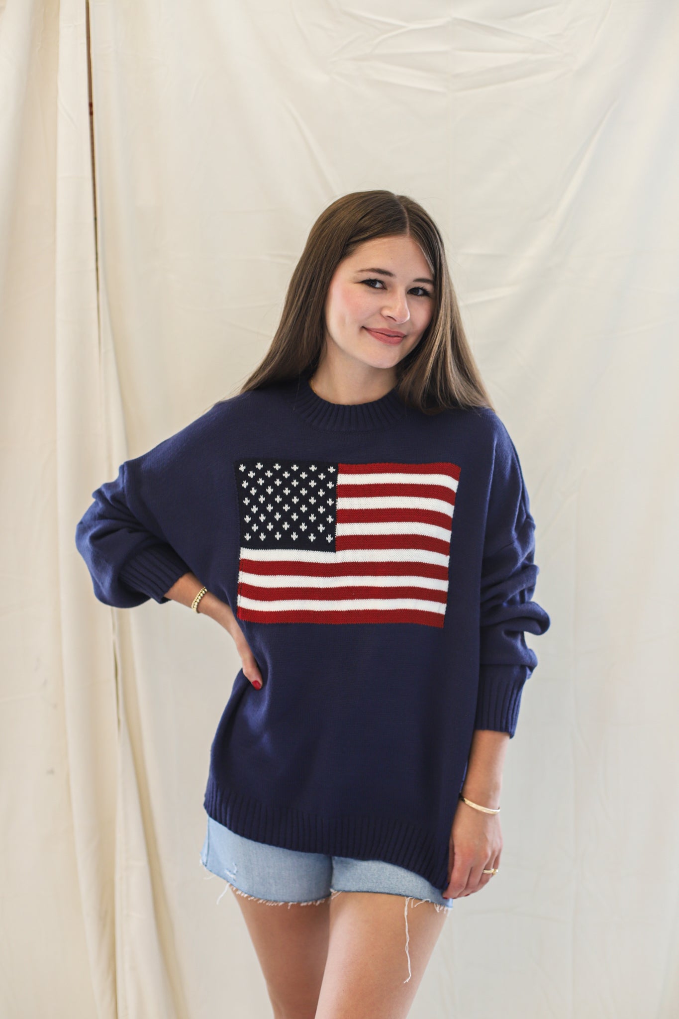 USA Flag Sweater- navy