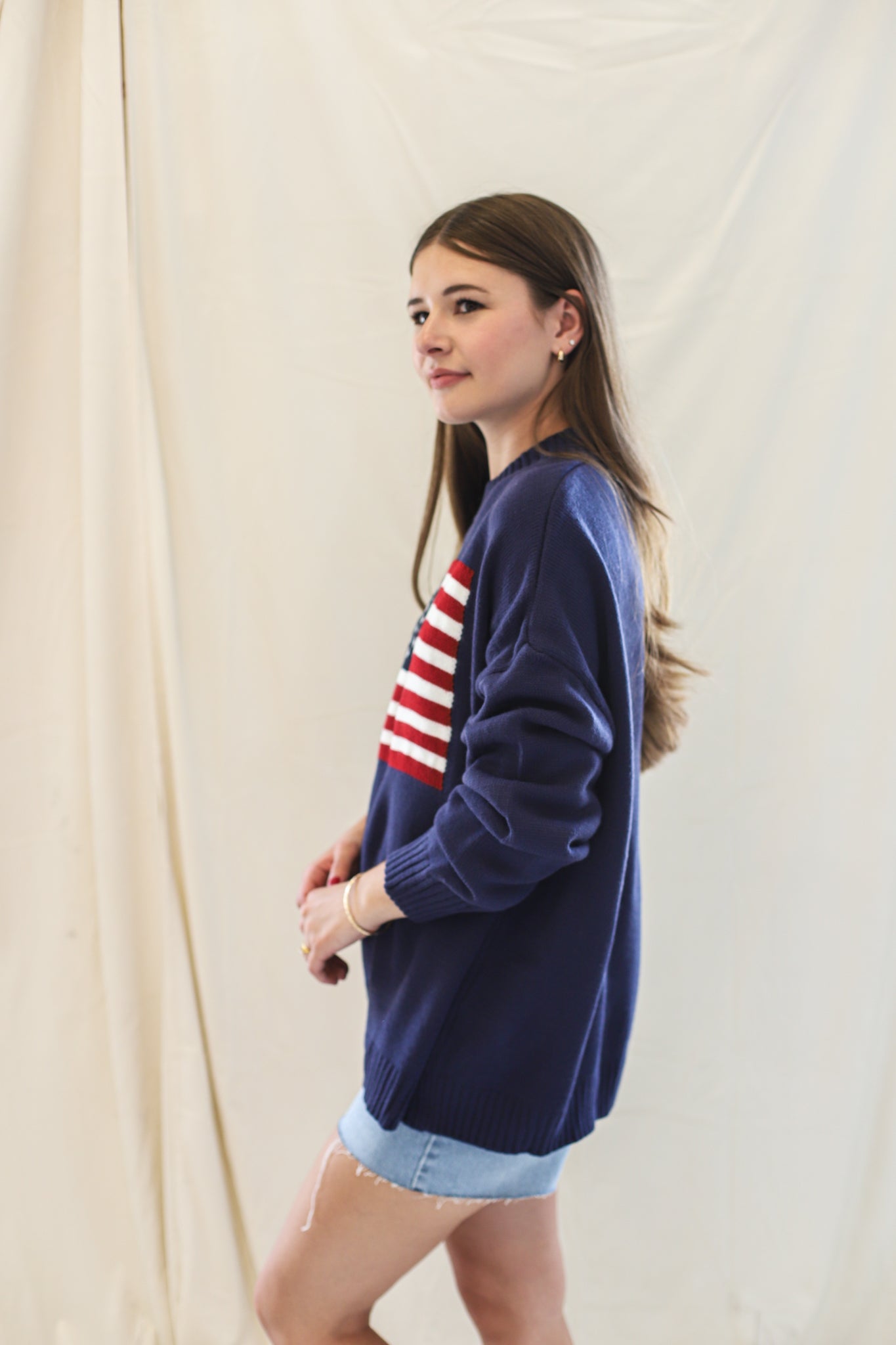 USA Flag Sweater- navy