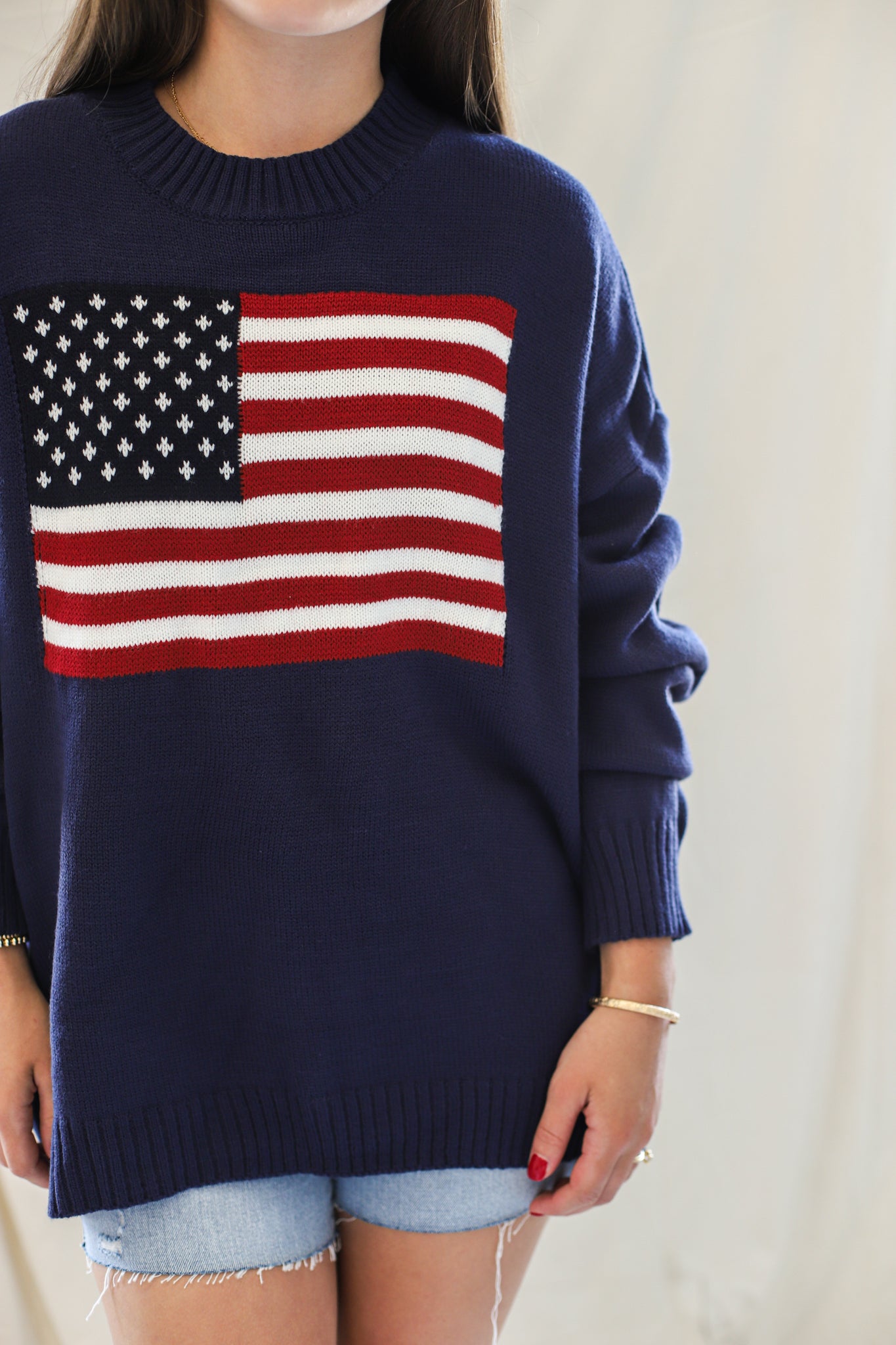 USA Flag Sweater- navy