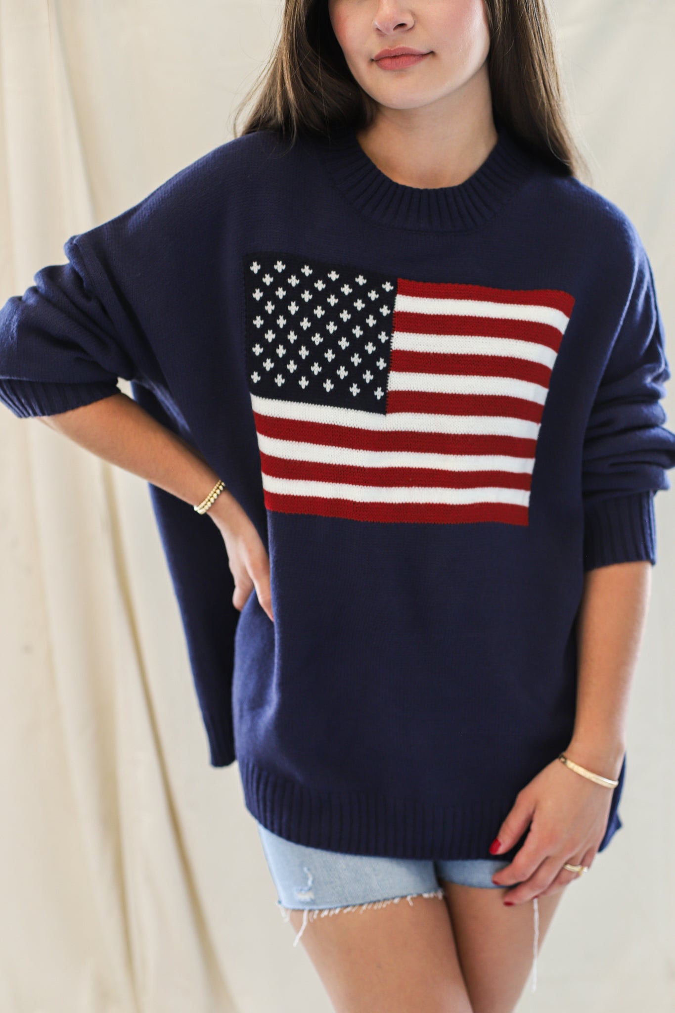 USA Flag Sweater- navy