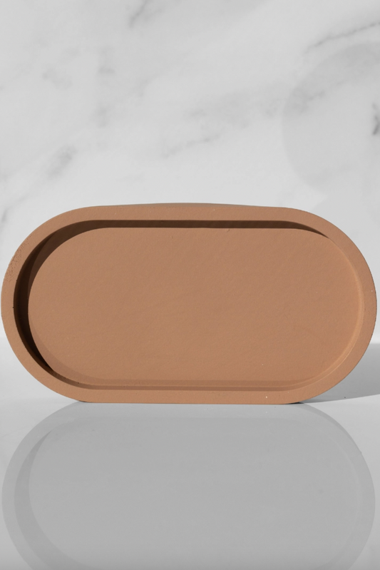 Concrete Oval Tray- Clay