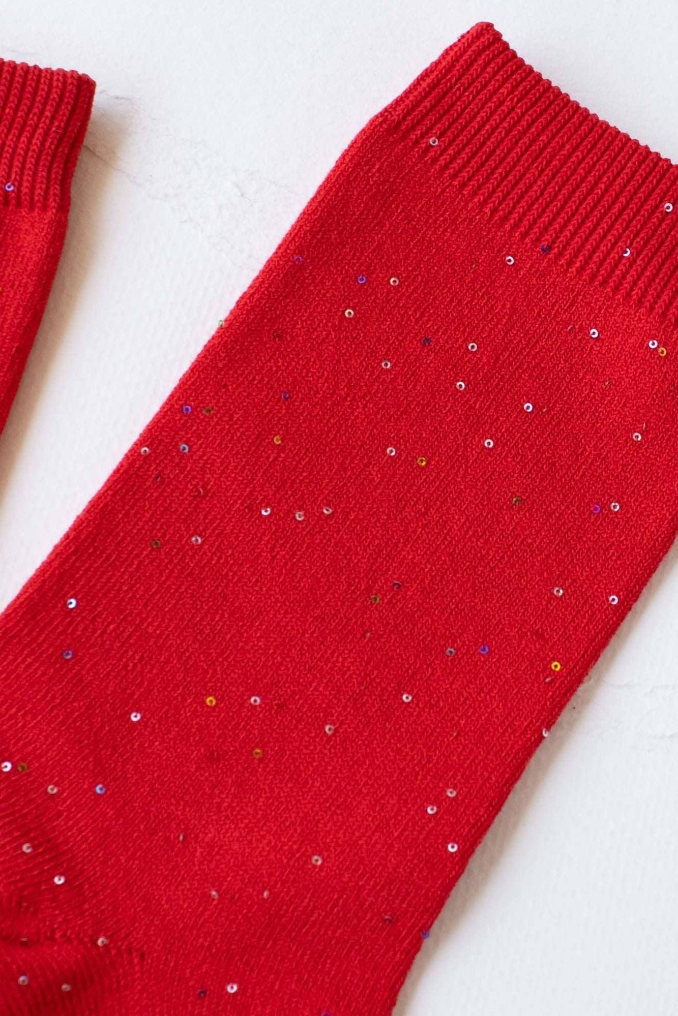 Women's Holiday Glitter Socks: Red