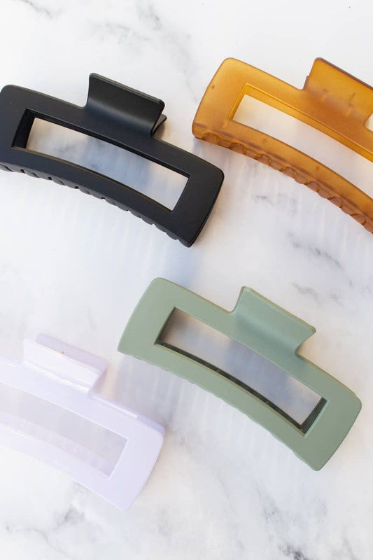 Jumbo Size 5 Inch Solid Long Square  Hair Clip: Ice Coral