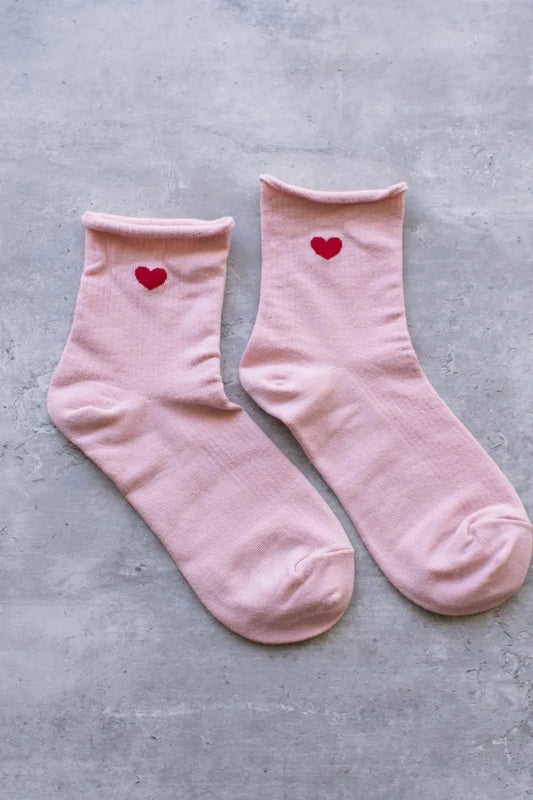 Women's Amelia Little Heart Shape Socks Pink