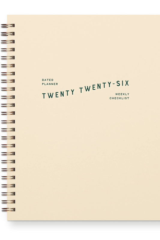 2026 Waves Dated Planner : Calendar Year: Moss Cover | White Ink