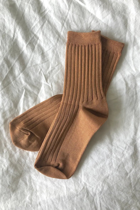 Her Socks - Mercerized Combed Cotton Rib Peanut Butter