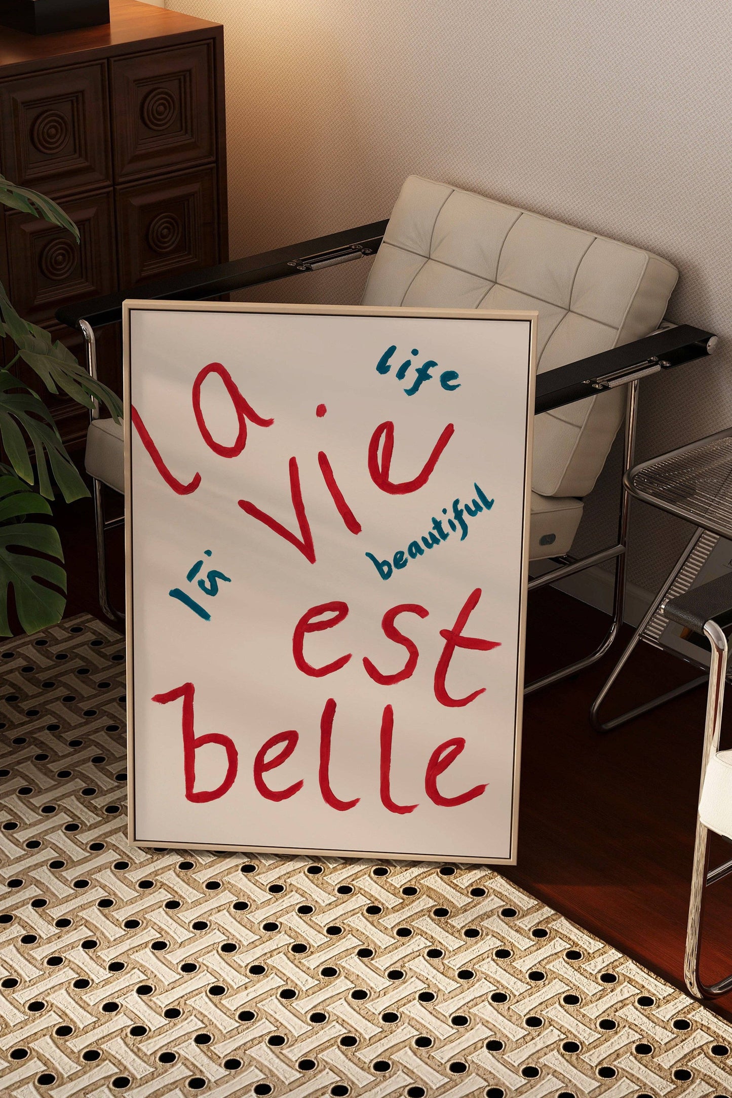 La Vie Est Belle Hand Painted Print: Unframed / A3