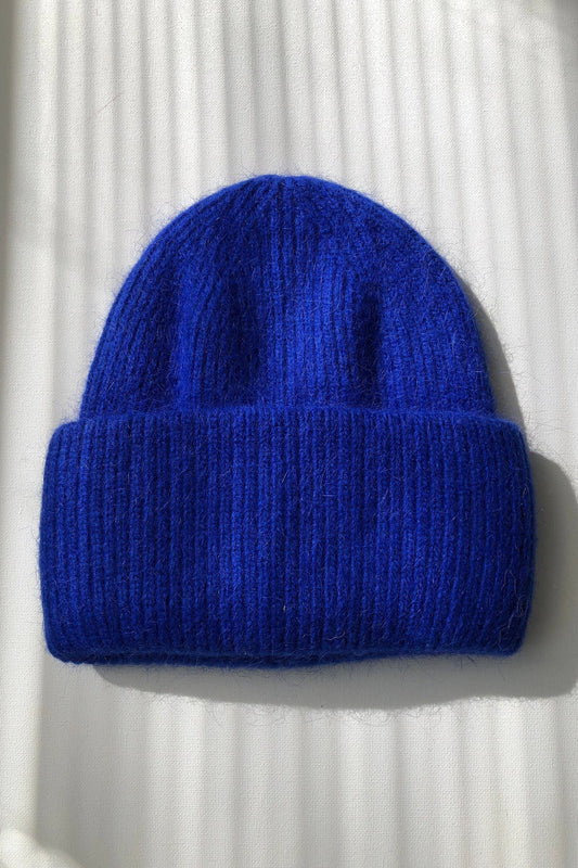2024 ROYAL ANGORA WOOL BEANIE - crystal brights: Royal blue