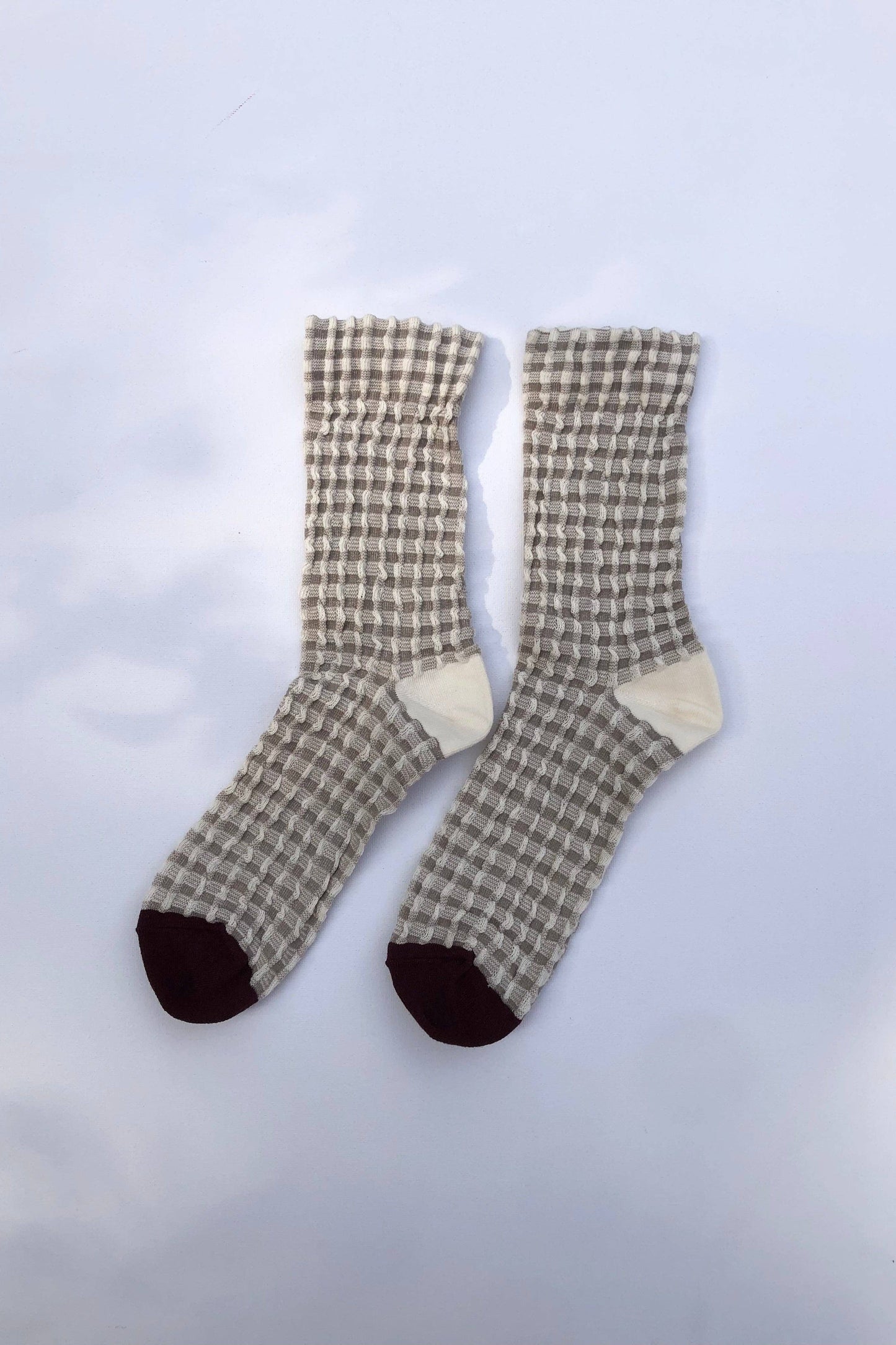 GINGHAM WAFFLE SOCKS - neutral: Blue