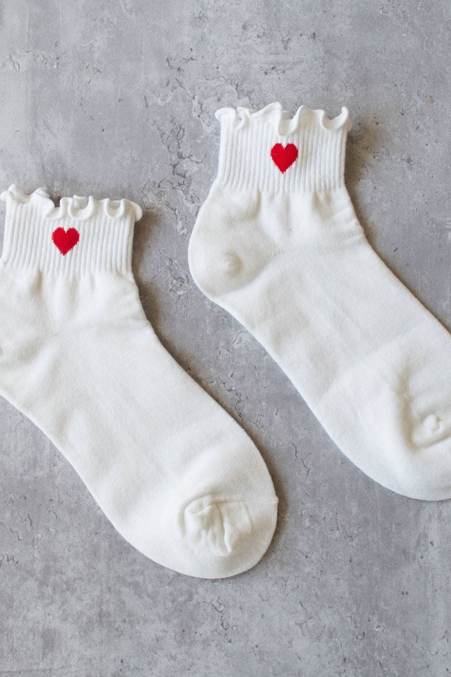 Ivory Red Heart Socks