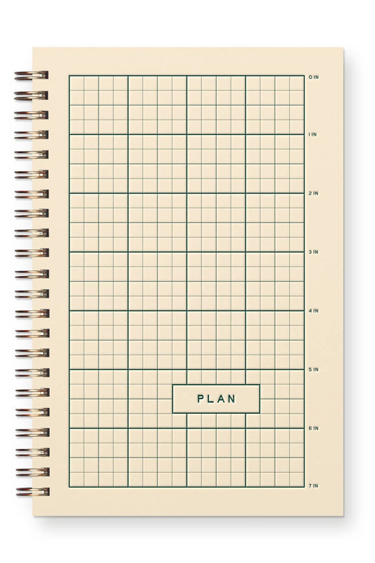 Ruler Grid Undated Weekly Planner Journal: French Vanilla | Dark Green Ink