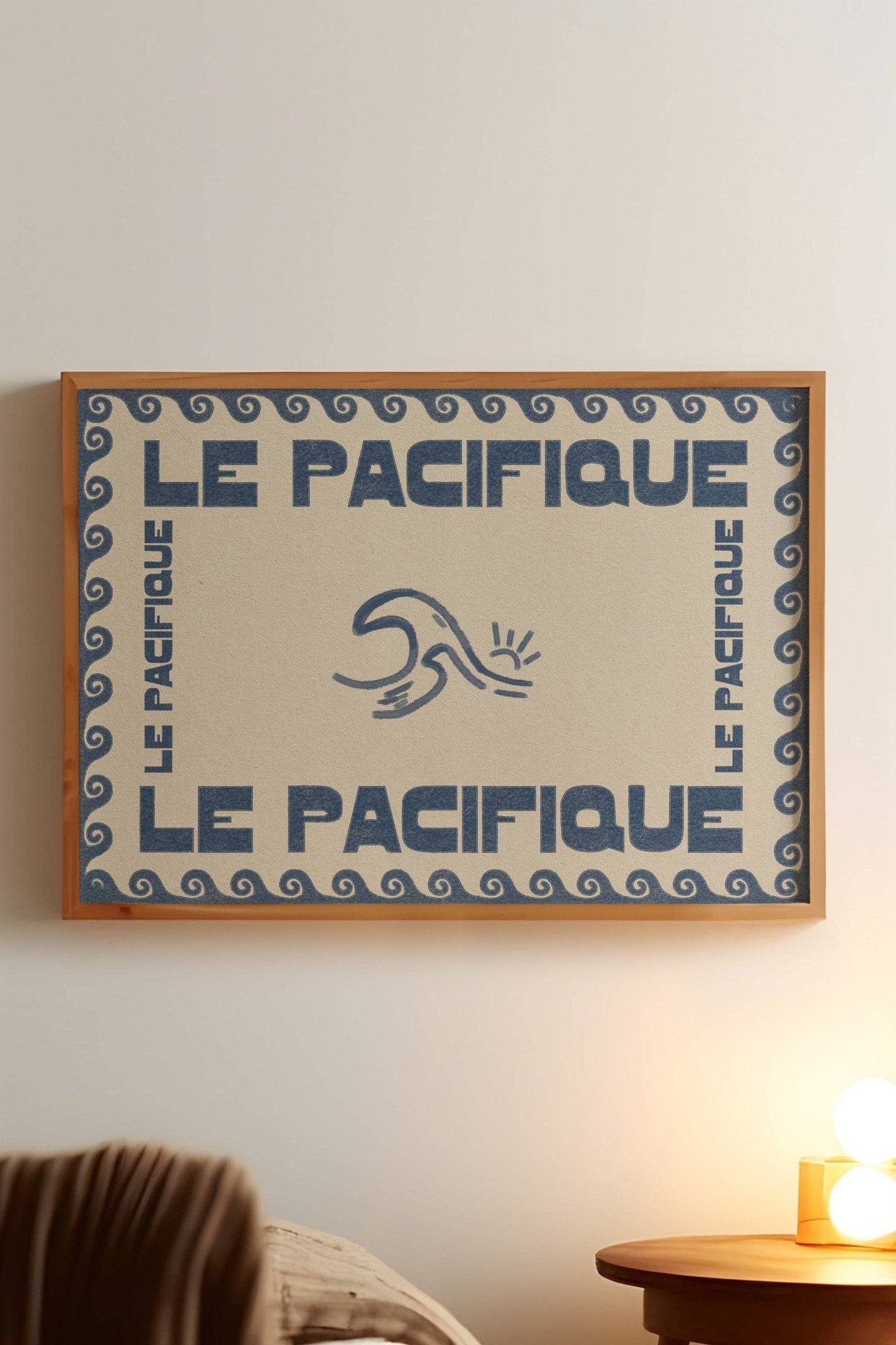 Le Pacifique Ocean Retro Print: Blue / Unframed / A3