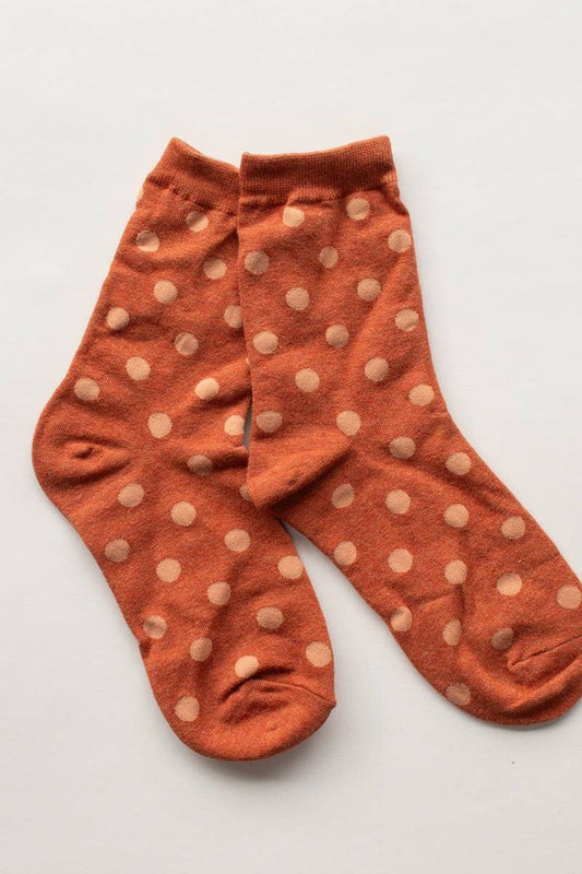 Polka Dots Casual Socks: Rust