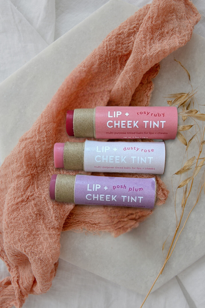 Natural Lip + Cheek Tint - Sustainable Packaging: Dusty Rose