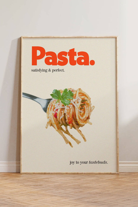 Retro Pasta Print: Red / Unframed / A4