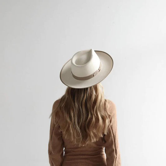 Gigi Pip Monroe White/Taupe - Women's Rancher Hat | Fire Sale Item