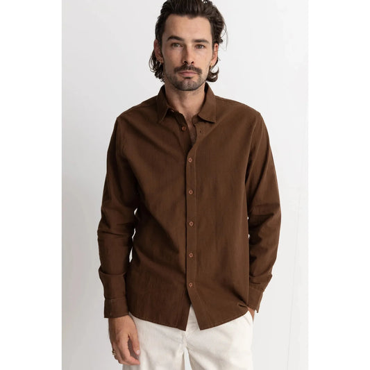 Classic Linen LS Shirt - Coffee - fire sale item