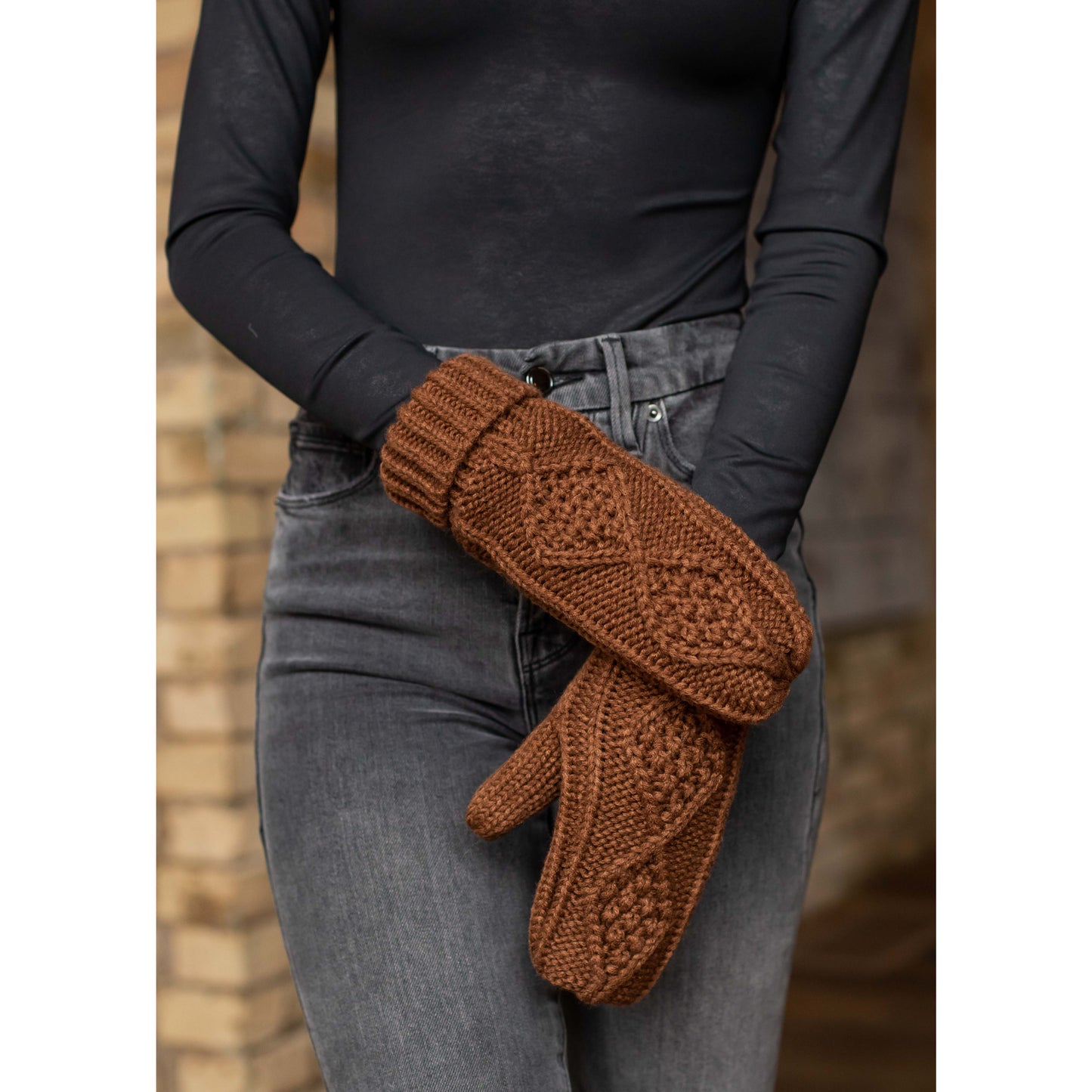 Panache Apparel Co. - Brown Cable Knit Mittens