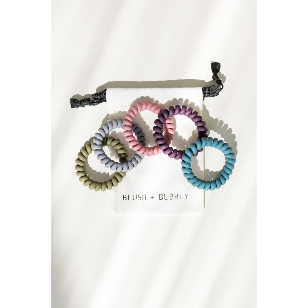 blush & bubbly - Coil Hair Tie Set of 5, Matte Hair Coils, Fall Colors