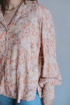 Gathered Floral Top- pink