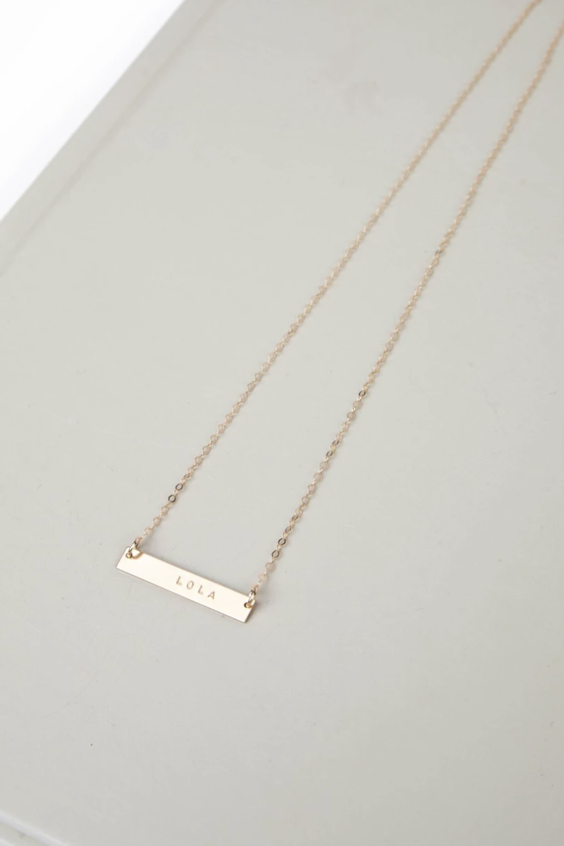Our Spare Change Gold Bar Necklace Mid 30"