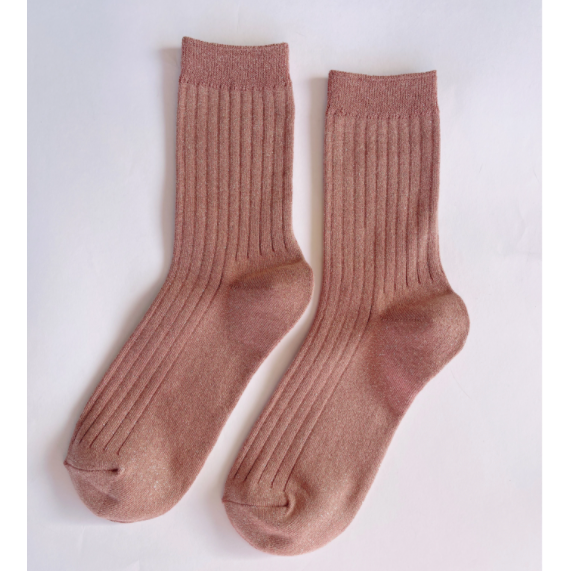 Le Bon Shoppe Her Socks Modal Lurex - Coral Glitter