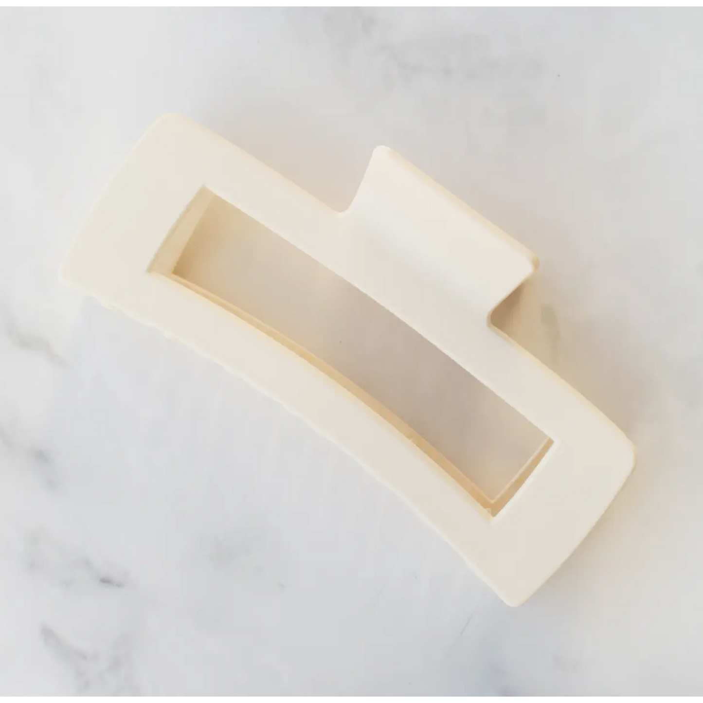 Tiepology - Jumbo Size Solid Long Square Hair Clip - Matte Ivory
