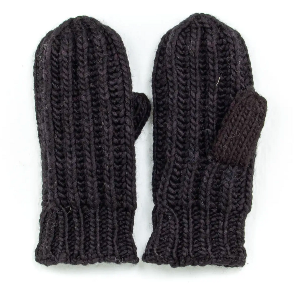 Nova - women's wool knit mittens - Black