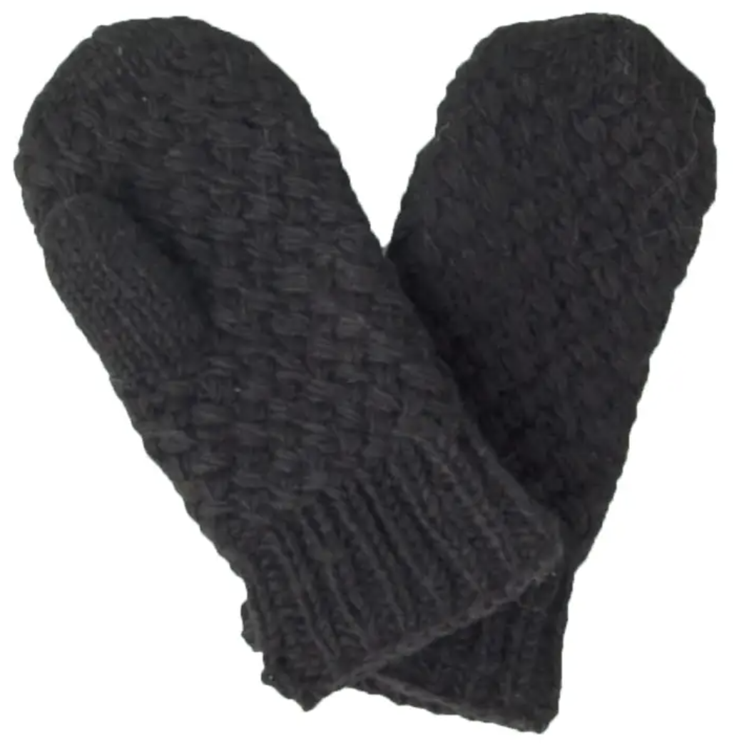 Palermo - women's wool knit mittens-  Black