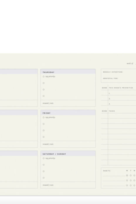 Weekly Wellness Notepad