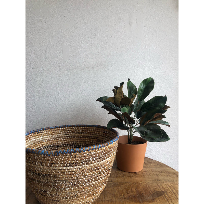 Woven Basket - medium with blue